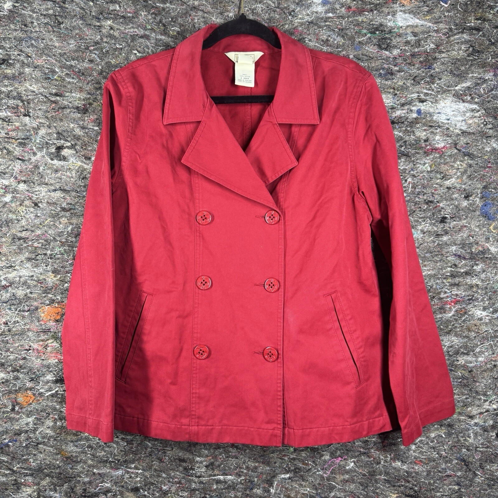 Vintage LL Bean Jacket Womens Medium Regular Red Pea Coat Trench Outdoor