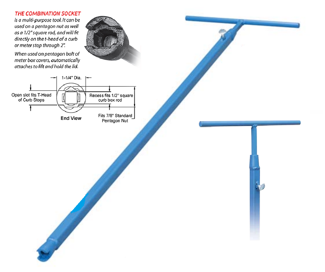 Telescoping Curb Key / Curb Stop wrench, 4'6 to 8' with set screw eBay