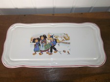 Vintage plat à gateau cake HANSI signé ceramique Elchinger FRANCE Soufflenheim