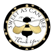 30 1.5" THANK YOU BEE ROUND STICKERS ENVELOPE SEALS FAVOR LABELS