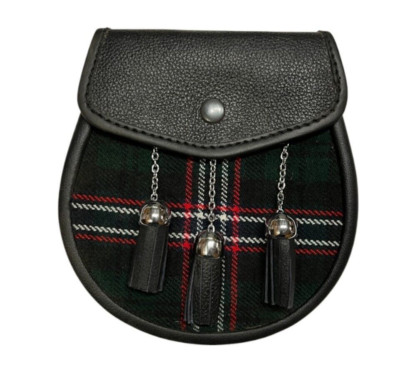 Sporran Scozzese In Vera Pelle Di Mucca Nera Con Cintura - Unisex