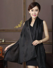 100 Silk Scarf Women neckerchief Shawl Wrap solid color black MY111