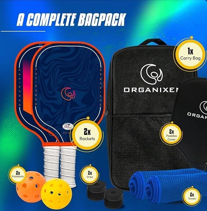 Pickleball Paddles Set of 2, USAPA Approved Fiberglass Pickleball Set, picklebal Pickleball Paddles Set of 2, USAPA Approved Fiberglass Pickleball Set, picklebal