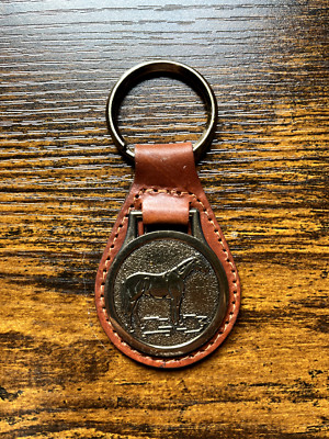 Vintage Leather Keychain with metal Horse Medallion