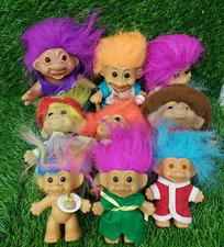 Vintage Trolls Dolls - DAM - RUSS - lot of 9