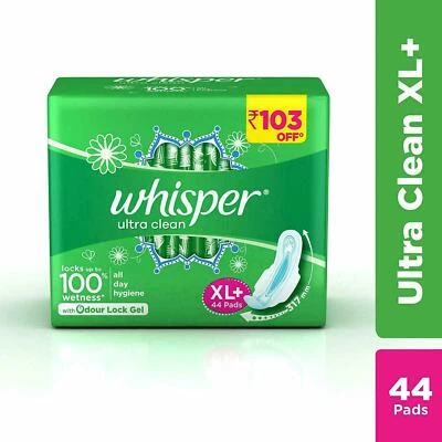 Serviettes hygiéniques Whisper Ultra Clean XL Plus Wings (paquet de 44)... - Photo 1/3