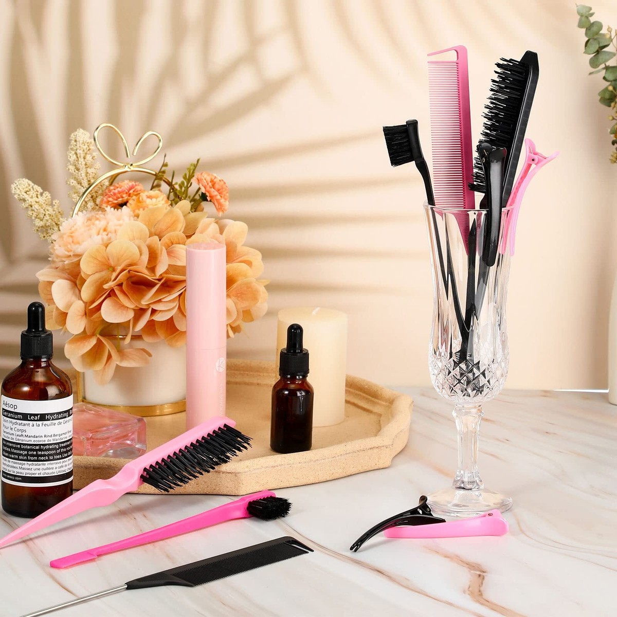 12 Pcs Hair Brush Set Nylon Teasing Salon Teasing Brush with