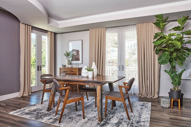 MID CENTURY MODERN GREY WOOD DINING TABLE CHAIRS DINING ...