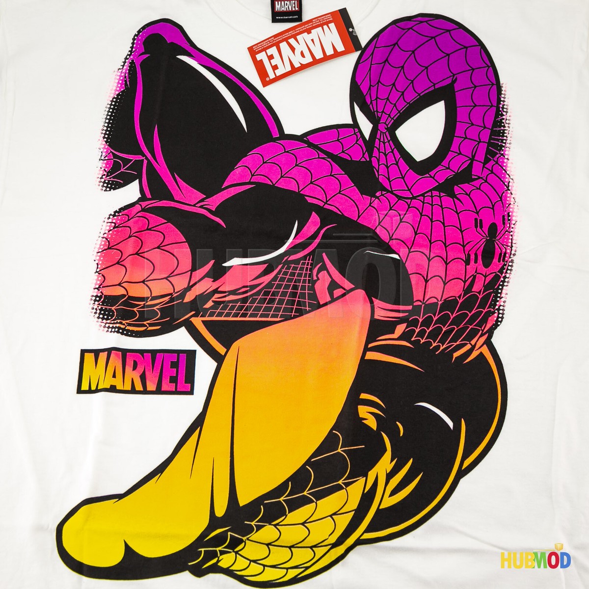 Vintage Mad Engine Marvel Comics Spiderman Purple Pink Yellow Mens 