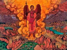 The Last Angel 8.5x11" Photo Print Nicholas Roerich Spiritual Fire Symbolic Art