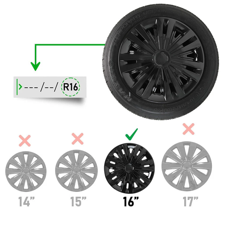 Tapacubos a presión de llanta completa de 16" 4 piezas para Mercury Grand Marquis Foto 2 de 4