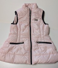 NWOT Girls Calvin Klein Pink Puffer Zip Up Vest Logo Pockets Size 5 Child