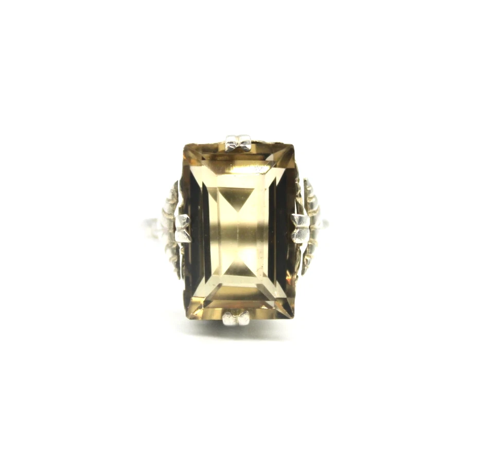 Ring 800 Sterlingsilber Antik Stil Citrin RW 54 Damenring