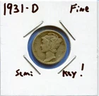 W@W 1931-D MERCURY DIME!!!! ( Semi Key !!!!) FINE !!!!!