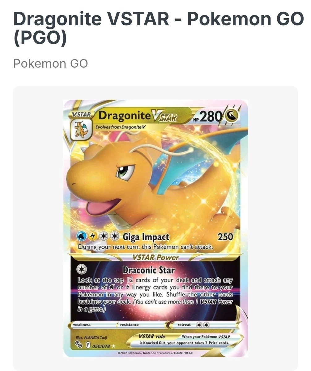 Dragonite VSTAR 050/078 Pokémon GO for sale | eBay