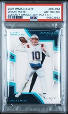 2025 Drake Maye Immaculate Clearly Immaculate Jersey Plat 1 of 1 PSA Authentic!