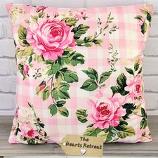 VINTAGE SHABBY CHIC PEONY ROSE CUSHIONS COTTAGE FLORAL PINK VELVET CUSHIONS GIFT