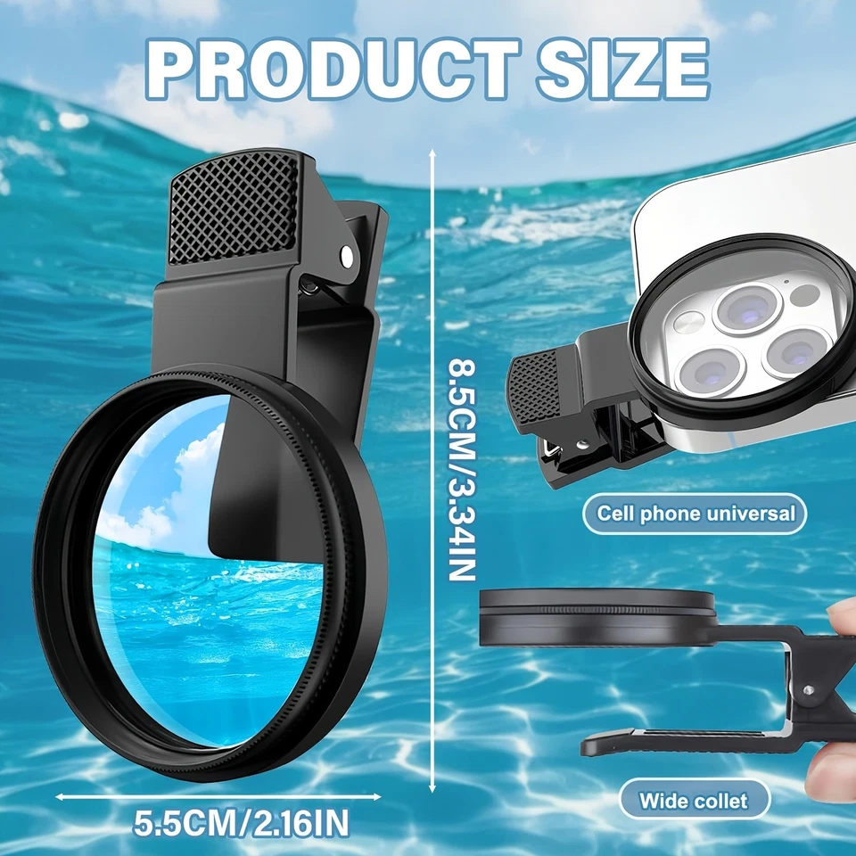 Filtro CPL ultrafino con clip de 52 mm para teléfonos inteligentes, ajuste universal, reduce el brillo Foto 3 de 4
