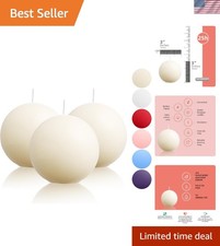 Ball Candles Set of 3 Ivory 3 Inch Unscented Pillar Candles Home Decor