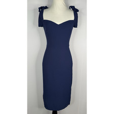 Reformation Dress Womens Sz 4 Blue Crepe Tie Shoulder Sweetheart Neck FLAW