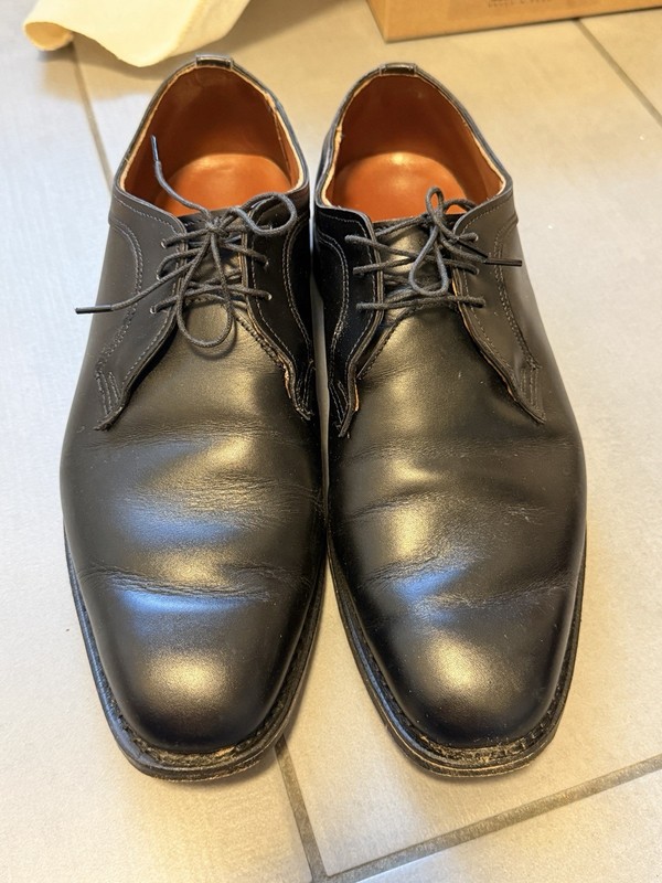 Allen Edmonds Grantham Black Calf Plain Toe Derby Shoe Size 9EEE Good Condition