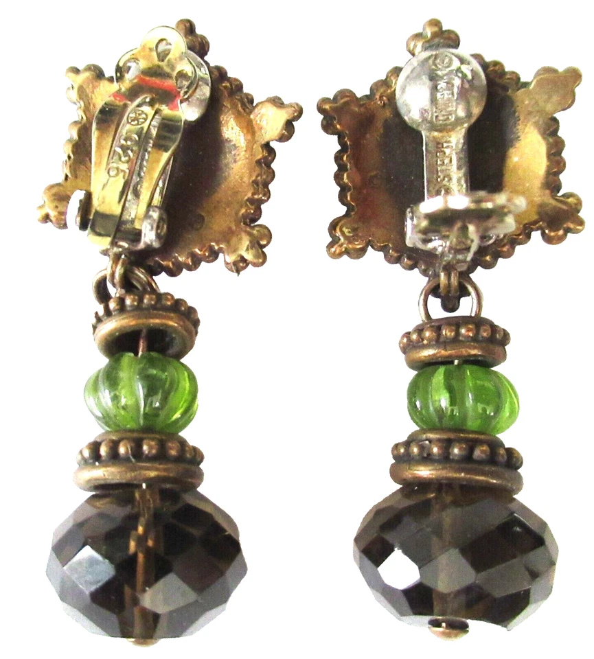 Pendientes de bola de melón peridoto cristal cuarzo ahumado plata esterlina STEPHEN DWECK Foto 2 de 3