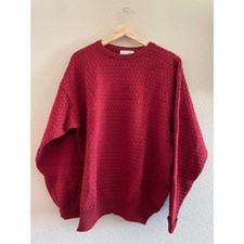Vintage Nordstrom Tricots St. Raphael Sweater Wool Geometric Knitted Mens XL Red