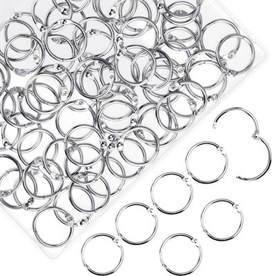 HAUTOCO 100 Pcs Loose Leaf Binder Rings, 1 Inch Nickel Plated 1 Inch, Sliver 