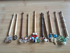 10 Wood Lace Making  Bobbins With Spangles # 80