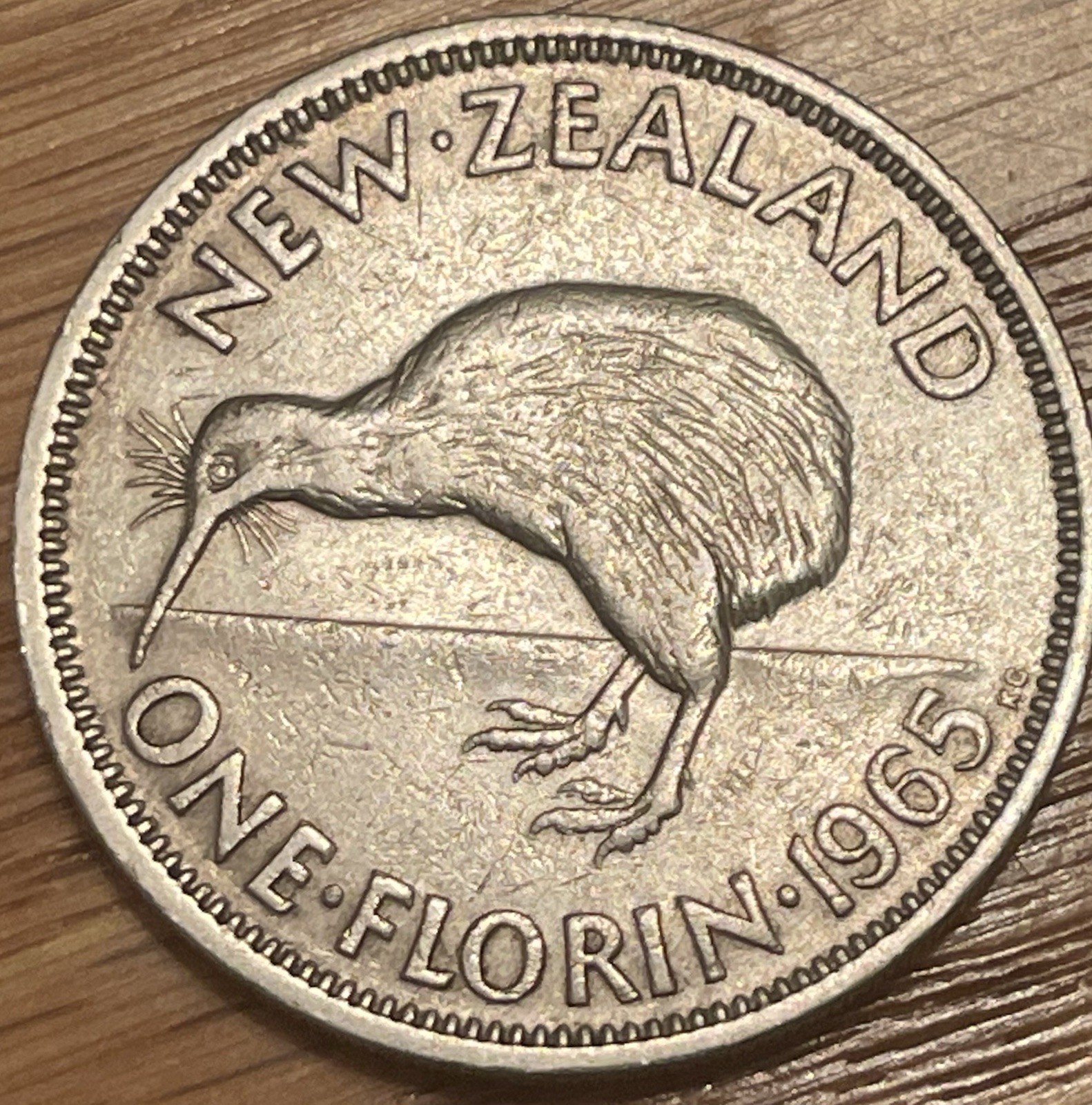 New Zealand 1 Florin Coin, 1965, High Grade, Kiwi Bird - Combined Shipping OK