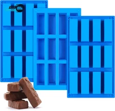 3 PCS Granola Bar Mold 12 Cavity Rectangle Silicone for Baking Chocolate Caramel