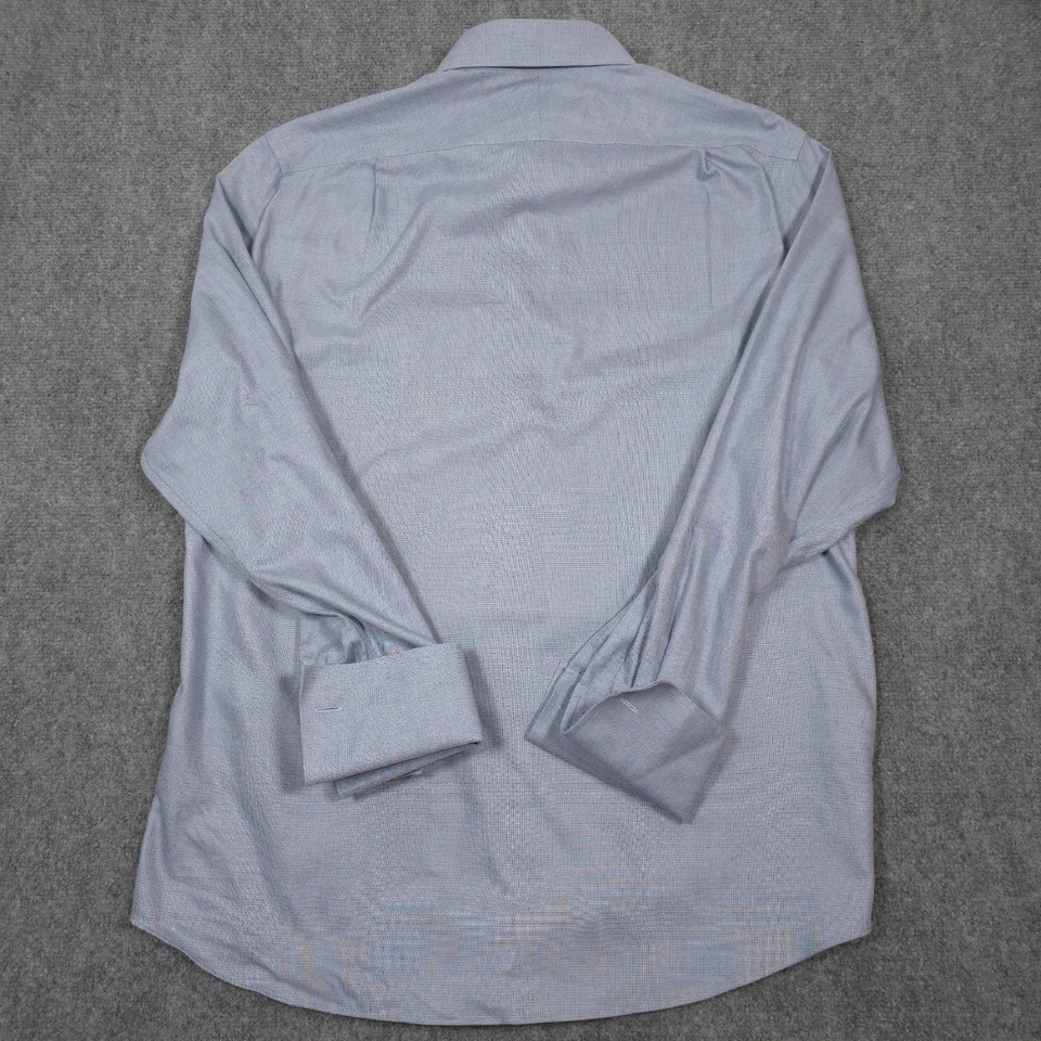 Camisa de vestir Charles Tyrwhitt para hombre 16,5-34 azul con botones calce ajustado puño francés Foto 4 de 4