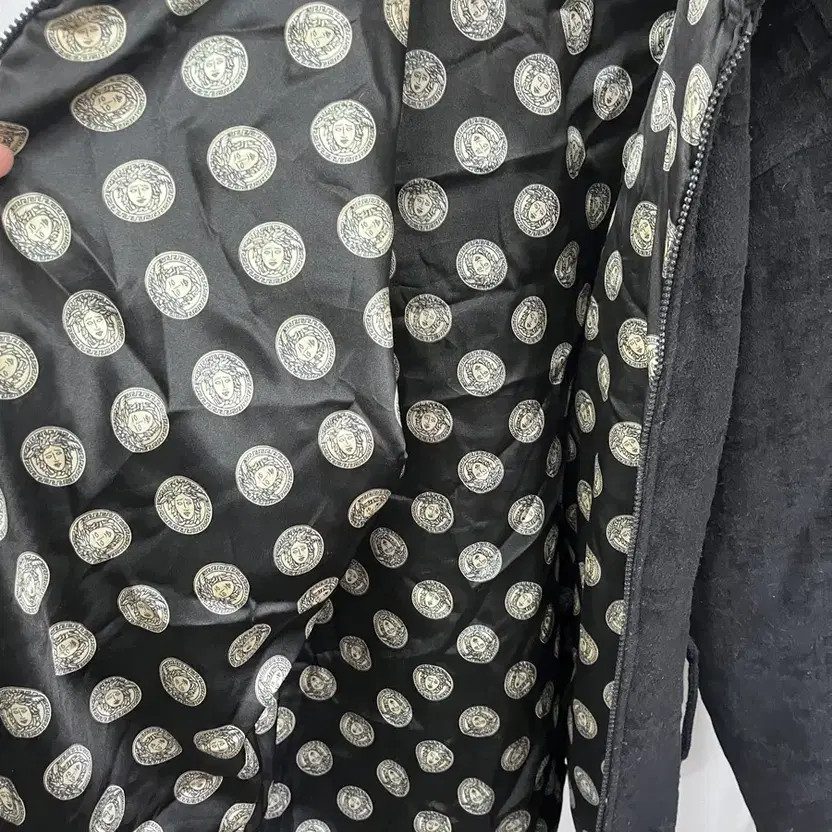 Versace Black Logo Pattern Jacket - Luxury Design… - image 8