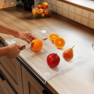 Belle Vous Acryl Schneidebrett transparent Küchenbrett mit Anschlagkante