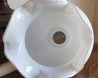 Vtg Swag Hanging White Iridescent Luster Glass Globe  MCM Gold Floral Ruffled — photo 9