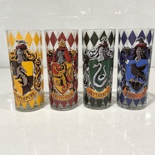 Harry Potter House Crest Tumblers Glass Set Silver Buffalo Hogwarts 6" 10oz