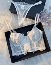 White Lace Bridal Corset Lingerie Set