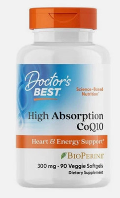 Doctor's Best High Absorption CoQ10 BioPerine 300 mg-90 Softgels EXP 08/2027