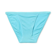 VICTORIA SECRET Cotton String Bikini Panty SIZE S Light Blue Aqua Logo band