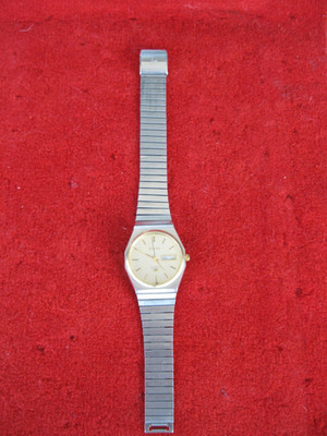 Vintage Bulova Quartz Swiss Nr.9Herren silberfarben Datum Zifferblatt