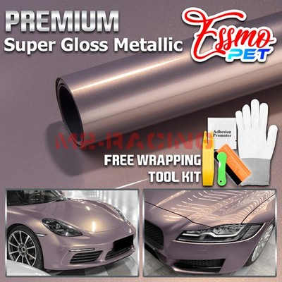 ESSMO PET Super Gloss Metallic Smoky Pearl Pink Auto Vinyl Wrap Decal Film Paint