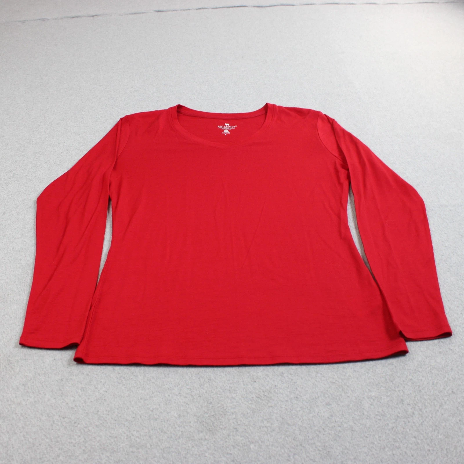 SEG'MENTS Merino Wool Shirt Womens Large Red Long Sleeve Base Layer Lightweight