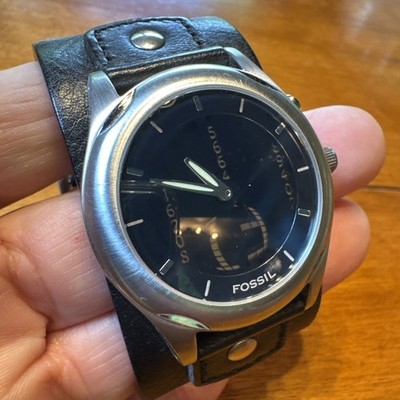 FOSSIL Ana-Digital Seconds Mens Watch 40mm NEW NIB w Papers Wide B Leather  RETRO