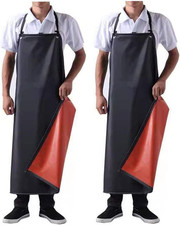 Waterproof Rubber Vinyl Apron Black - 43Hx29W Inch Adjustable Long Black Lightwe