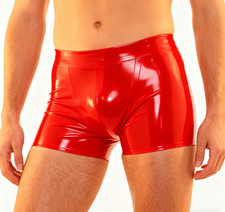 Pure Red Latex Pants Rubber Gummi Costume Sport Boxer Shorts 0.4mm S-XXL