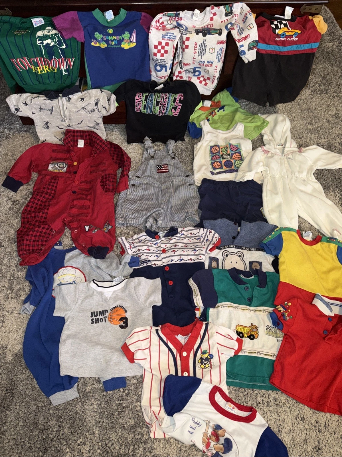 Lot Vintage 70s-90s Baby & Kids Clothes Bundle Characters Oshkosh Lacoste