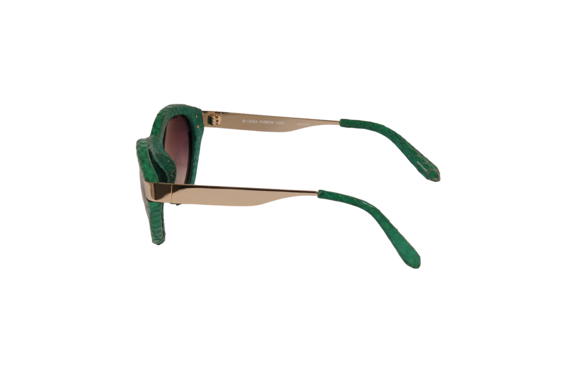 Linda Farrow Luxe Womens Python Cat Eye Sunglasses Green 