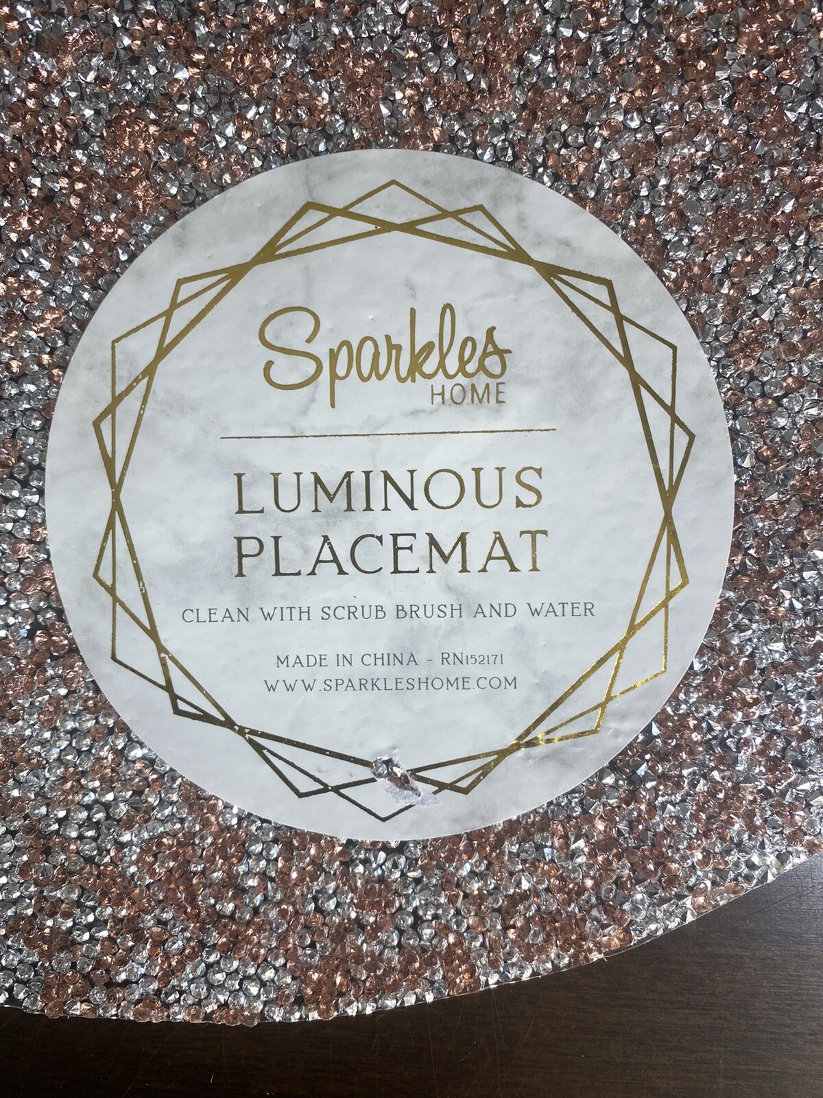 SPARKLES NEW!!! LUMINOUS Round ROSE GOLD SILVER CHARGER Placemat LUXE