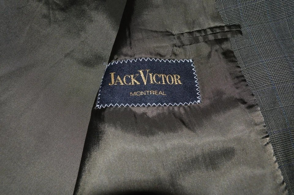 Jack Victor mens 3btn olive plaid blue windowpane sport coat jacket blazer z 42R - Image 4 of 4
