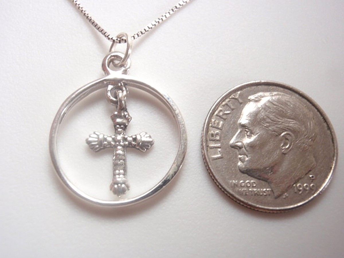 Holy Cross in Circle 925 Sterling Silver Necklace | eBay